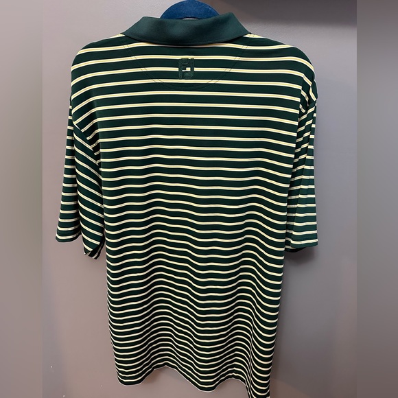 FOOTJOY | Men’s Large Green & Yellow Striped Polo Golf Shirt - Picture 5 of 7